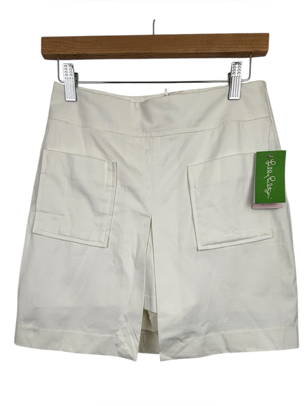Lilly PulitzerNWT White Split Front Skort SizeSporty Patch Front Pockets Cotton